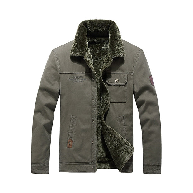 West Louis™ Brand Fleece Fur Collar Bomber Jacket