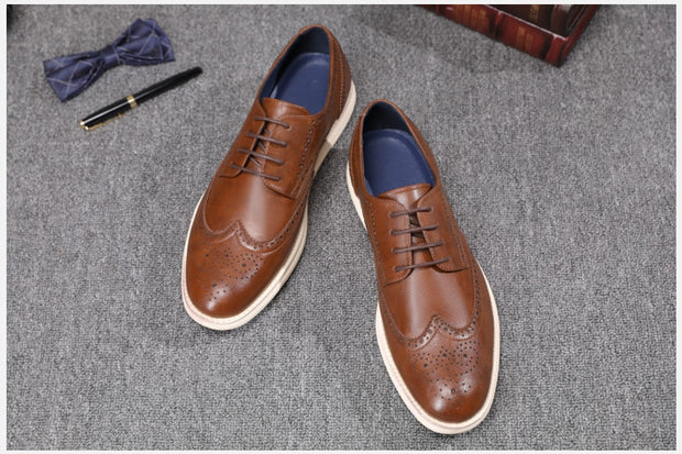 West Louis™ Genuine Leather Brogue Business Style Elegant Shoes