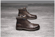 West Louis™ Designer Office Formal Round-Toe Leather Boots