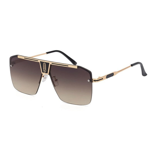 West Louis™ Square Rimless Brand Design Big Frame Flat Top Sunglasses