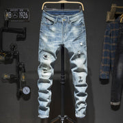 West Louis™ Torn Men Slim Fit Patchwork Jeans