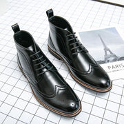 West Louis™ Italian Style Vintage Brogue Leather Ankle Boots