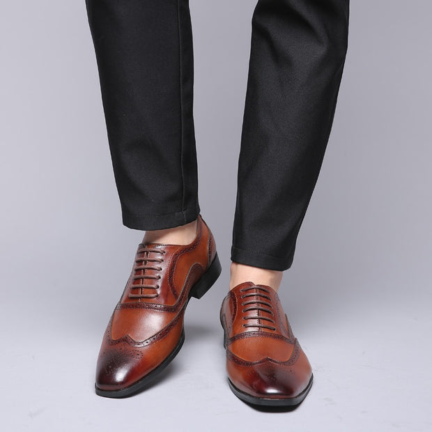 West Louis™ Men Retro Bullock Formal Leather Shoes