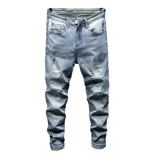 West Louis™ Ripped Distressed Brand Men Jeans