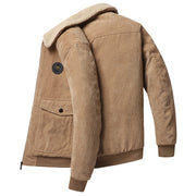 West Louis™ Warm Fur Collar Corduroy Coat