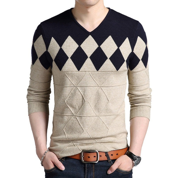 West Louis™ Diamonds Pattern V-Neck Knitted Pullover