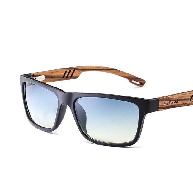 West Louis™ Brand Design Wood Frame Gradient Polarized Sunglasses