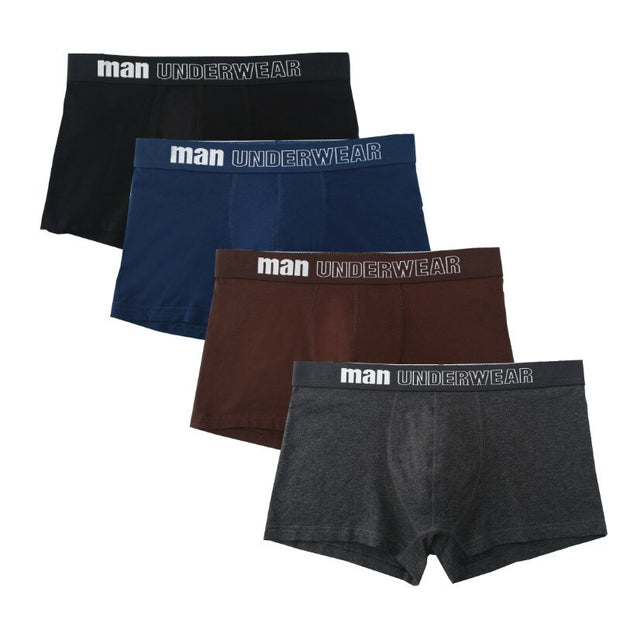 West Louis™ Men Breathable Trunk Cotton Underwear 4Pcs Pack