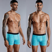 West Louis™ Plaid Pattern Cotton Men Boxers