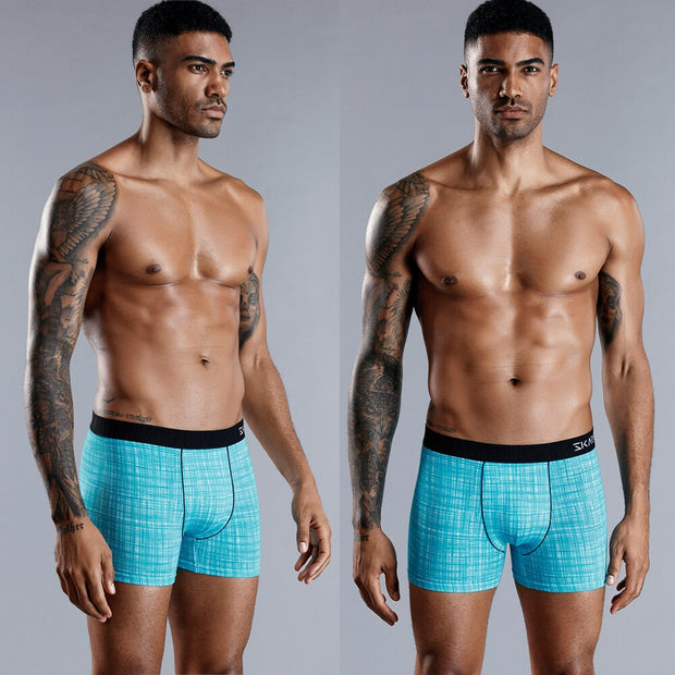 West Louis™ Plaid Pattern Cotton Men Boxers