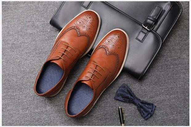 West Louis™ Genuine Leather Brogue Business Style Elegant Shoes