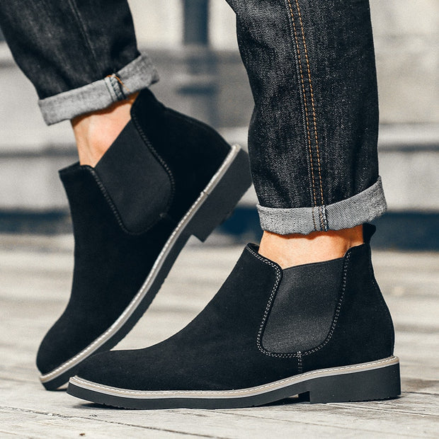 West Louis™ Designer Pointed Toe Suede Chelsea Boots