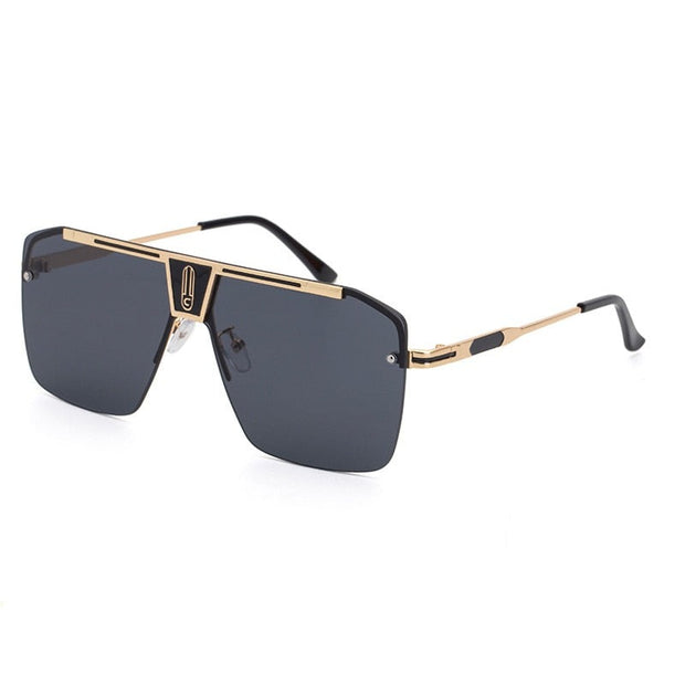 West Louis™ Square Rimless Brand Design Big Frame Flat Top Sunglasses