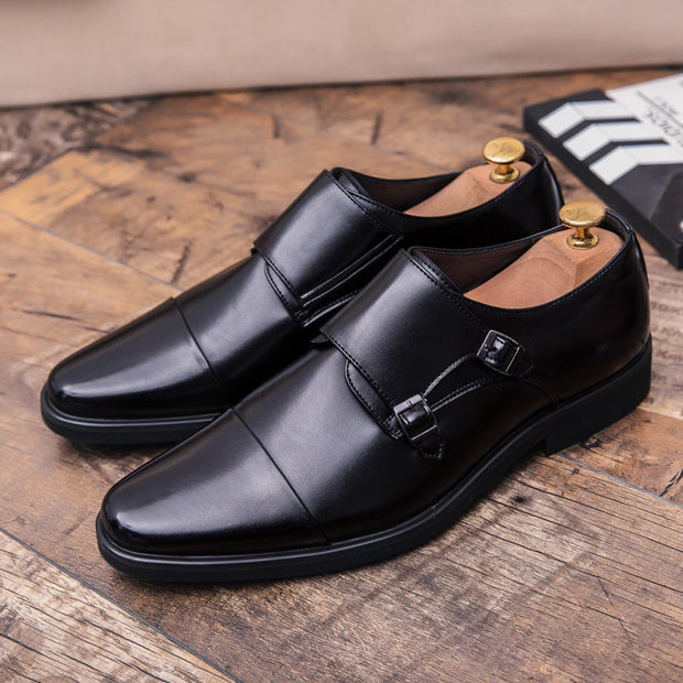 West Louis™ Double Monk Strap Oxford Leather Dress Shoes