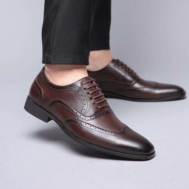 West Louis™ Men Retro Bullock Formal Leather Shoes