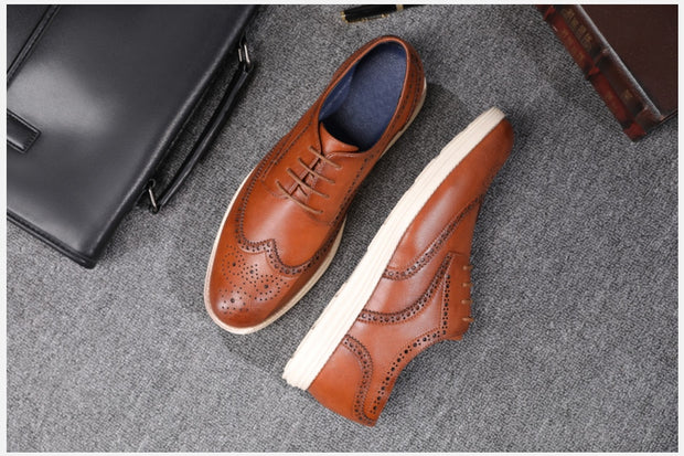 West Louis™ Genuine Leather Brogue Business Style Elegant Shoes