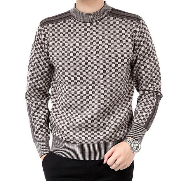 West Louis™ Autumn Plaid Pattern Knitted Sweater