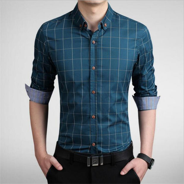 West Louis™ Plaid Formal Business Dress Shirt