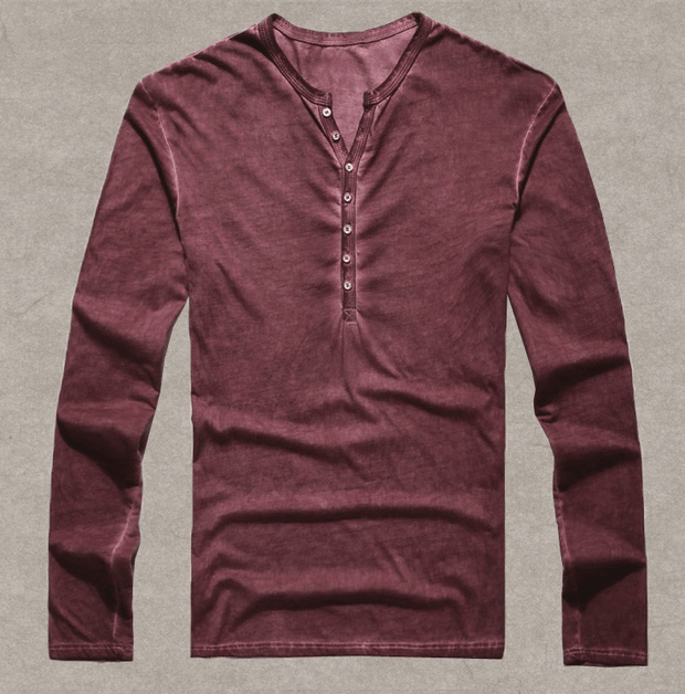West Louis™ Designer Cotton Vintage Henry T Shirts Red / S - West Louis