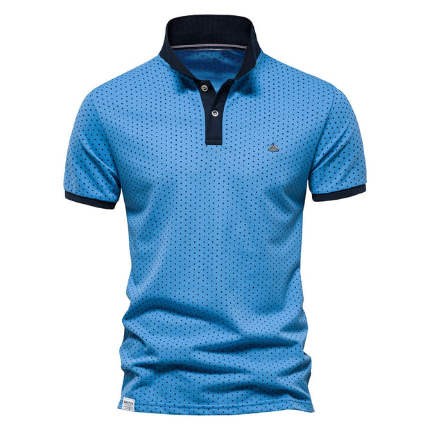 West Louis™ Summer Cotton Dots Business Polo Shirt