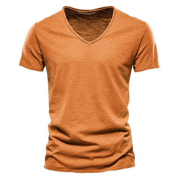 West Louis™ Brand Quality 100% Cotton V-Neck T-shirt