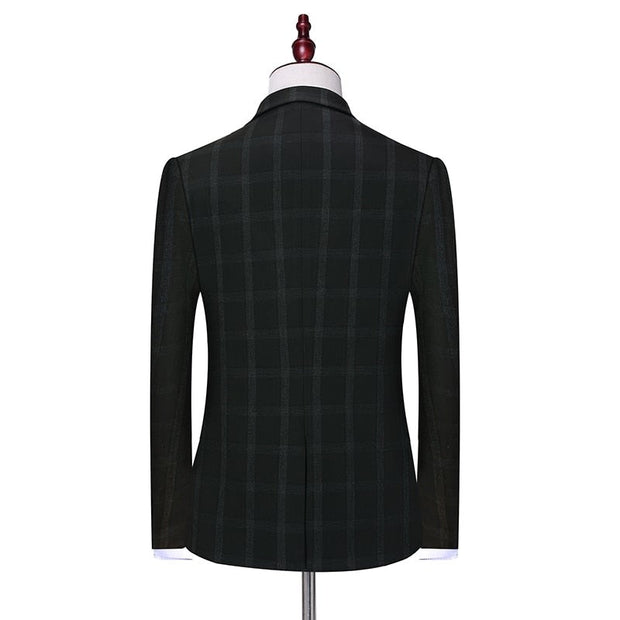 West Louis™ Classic Plaid High-end Business 3-Pieces Suit