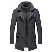 West Louis™ Business Double Collar Windbreaker Woolen Pea Coat