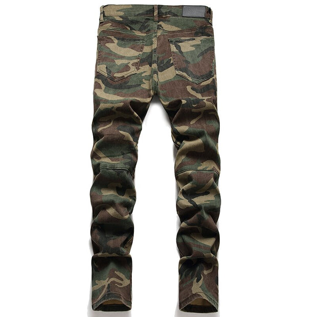 West Louis™ Camouflage Soldier Ripped Denim Pants