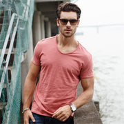 West Louis™ Brand Quality 100% Cotton V-Neck T-shirt