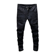 West Louis™ Black Patchwork Stretch Hip Hop Denim Jean Pants