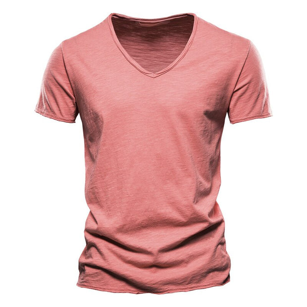 West Louis™ Brand Quality 100% Cotton V-Neck T-shirt