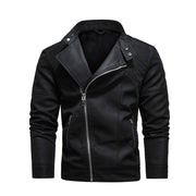 West Louis™ Fleece Warm Diagonal Zipper PU Jacket