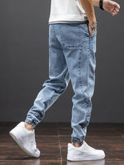 West Louis™ Men Streetwear Denim Jogger Pants