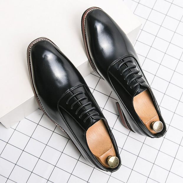West Louis™ Classic Business Formal Pointed Leather Oxford Shoes