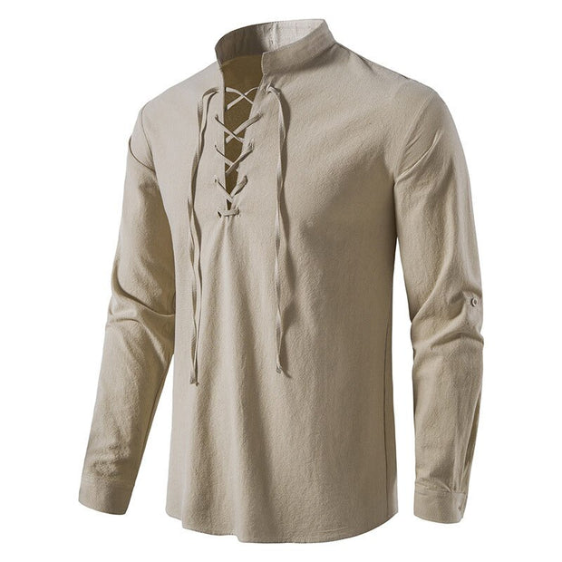 West Louis™ Casual Long Sleeve Button Loose Linen Henley Shirt