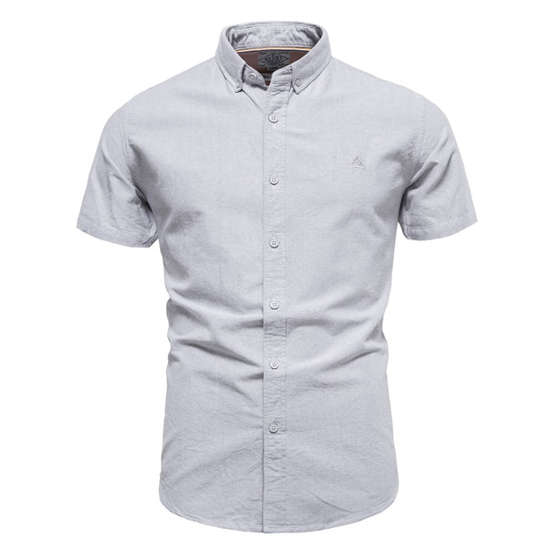 West Louis™ Cotton Short Sleeve Button-Up Dress Shirt