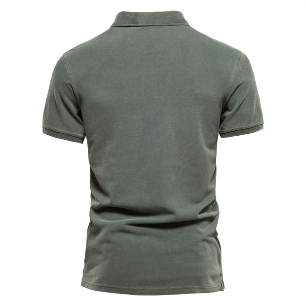 West Louis™ 100% Cotton Casual Short Sleeve Turndown Polo Shirt