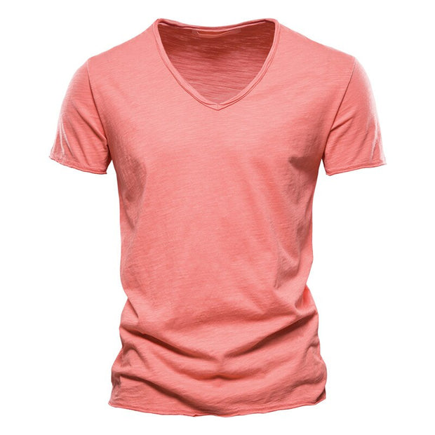 West Louis™ Brand Quality 100% Cotton V-Neck T-shirt