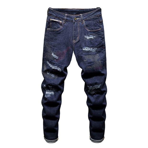 West Louis™ Distressed Ripped Hip Hop Style Denim Jeans