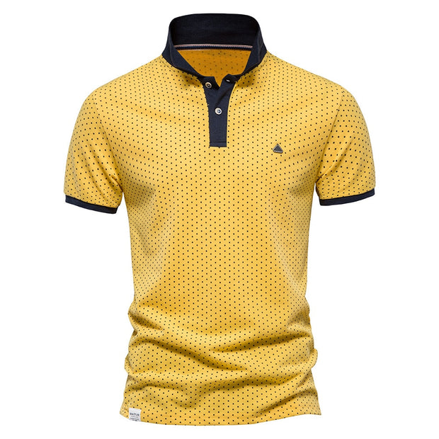 West Louis™ Summer Cotton Dots Business Polo Shirt