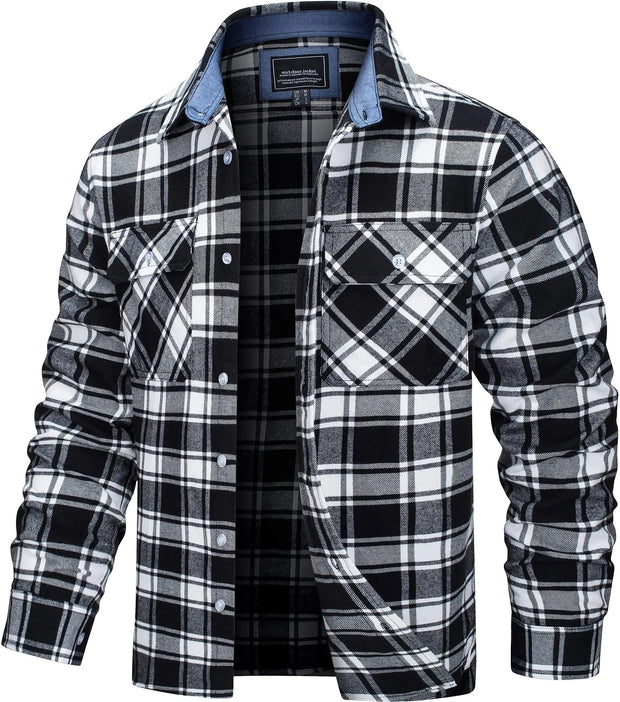 West Louis™ Button Down Cotton Plaid Flannel Lumberjack Shirt