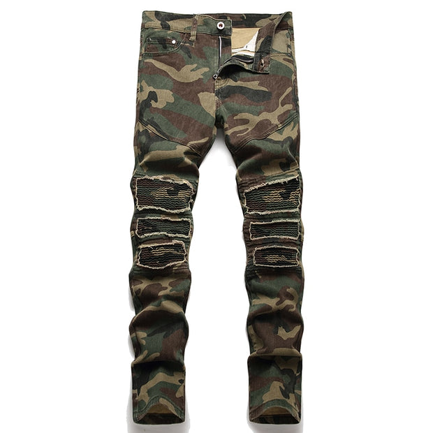 West Louis™ Camouflage Soldier Ripped Denim Pants