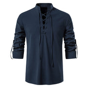 West Louis™ Casual Long Sleeve Button Loose Linen Henley Shirt