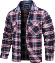 West Louis™ Button Down Cotton Plaid Flannel Lumberjack Shirt