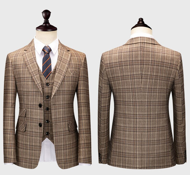 West Louis™ British Style Plaid Elegant Tailored Suit