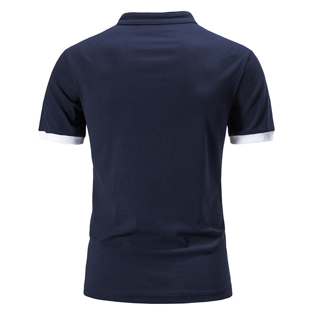 West Louis™ Cotton Short Sleeve Solid Color Polo Shirt