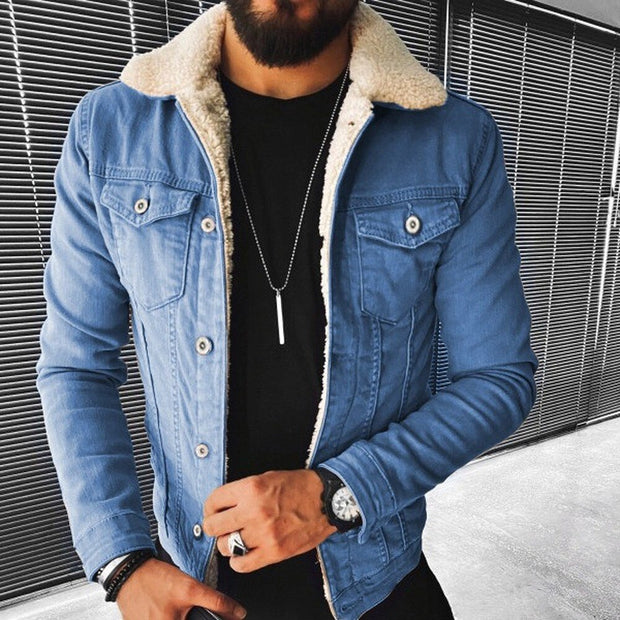 West Louis™ Motorcycle Style Cotton Padded Denim Jacket