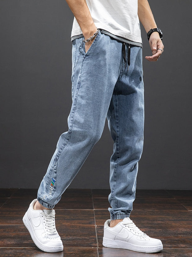 West Louis™ Men Streetwear Denim Jogger Pants
