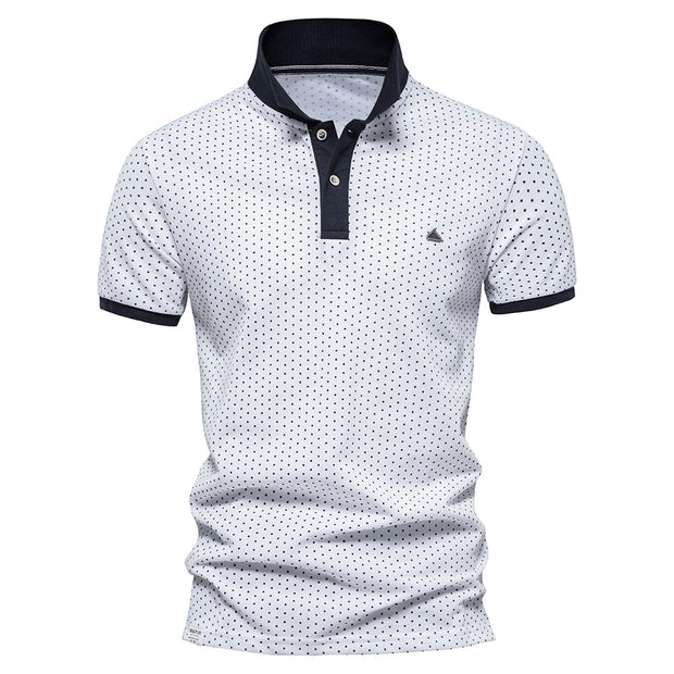 West Louis™ Summer Cotton Dots Business Polo Shirt