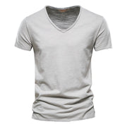 West Louis™ Brand Quality 100% Cotton V-Neck T-shirt